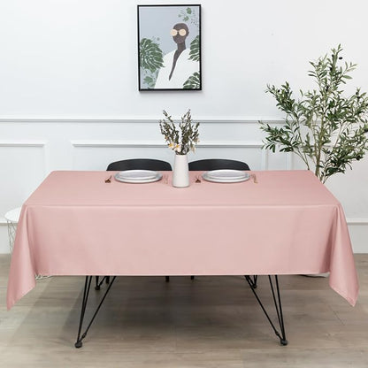 sancua Rectangle Tablecloth - 60 x 120 Inch - Stain and Wrinkle Resistant Washable Polyester Table Cloth, Decorative Fabric Table Cover for Dining Tables, Buffet Parties and Camping, Blush