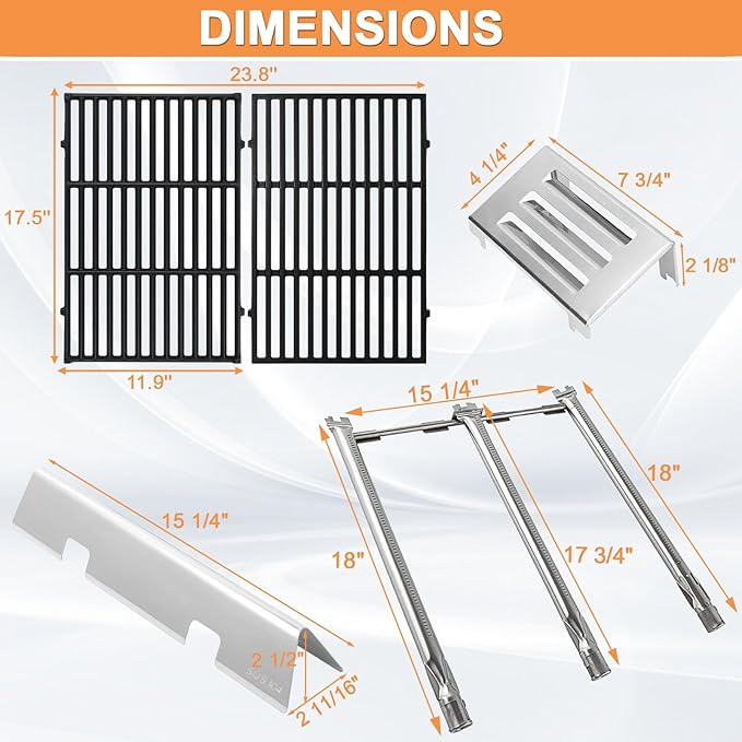 Spirit 2 Grill Parts for Weber GS4 Spirit II 300 SER Replacement for Weber Grill Accessories 3400302 7636 67046 Flavorizer Bars, 67060 Heat Deflector, 7638 7856 7860 Grates, 67025 69787 Burner Tubes