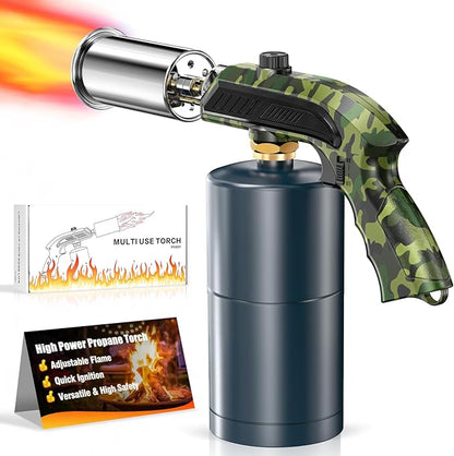 Powerful Grill & Cooking Propane Torch With a Safety Lock, Sous Vide, Welding Torch, Adjustable Wood Torch Burner for Searing Steak, BBQ, Campfire Starter,Army Green(Tank Not Included)