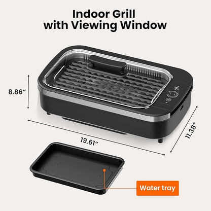 Electactic Indoor Electric Grill & Griddle Combo, Smokeless Nonstick Cooking for Steaks, Burgers, Vegetables and More, Dishwasher-Safe Design
