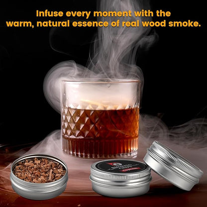 Wood Chips Cocktail Smoker, 12 Flavors Apple, Oak, Pear, Cherry, Beech, Walnut, Sakura, Peach, Cypress, Mesquite, Pecan, Maple, Natural Smoking Chips for Cocktails, Whiskey Drink Smoker Gift Set
