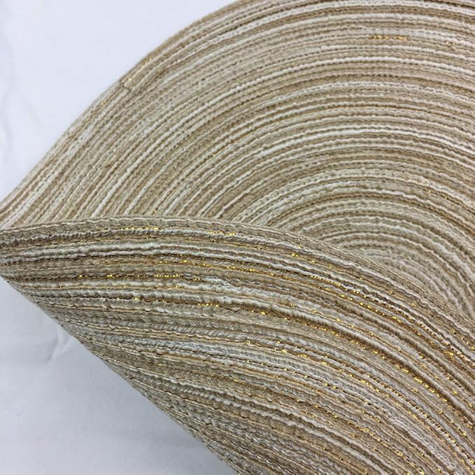 WAZAIGUR Red-A，Placemats,Round Placemats for Dining Table Set of 6 Woven Heat Resistant Non-Slip Kitchen Table Mats Diameter 14 Inch(Cream with Golden Silk)