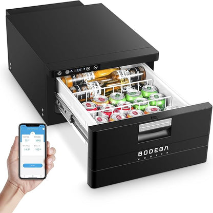 BODEGACOOLER 12 Volt Drawer Refrigerator, 33Quart(31L) RV Fridge Freezer | Portable Refrigerator (-4℉-68℉) with APP Control, 12/24V DC, for Travel ,Camping, Road Trips Tailgating, Truck, Van, SUV