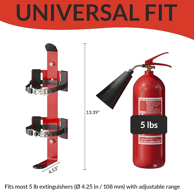 Truck-Grade Fire Extinguisher Mount – Anti-Vibration Bracket for 5 lb Extinguishers – Rugged, Secure Hold for Commercial Vehicles, Off-Road, RV & More