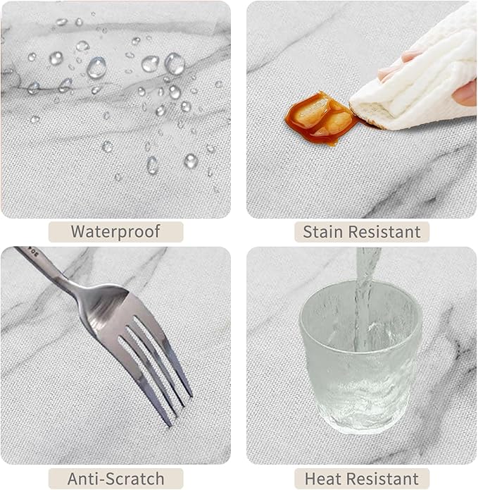 54x120inches Marble Rectangle Tablecloth Abstract Modern Grey and White Marble Texture Table Cloth Waterproof Polyester Table Cover for Dining Room Kitchen Home Decor Cafe Restaurant