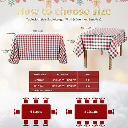 B-COOL Checkered Plaid Tablecloth Christmas Fabric - Rectangle 56x84 Inches Classic Gingham Buffalo Plaid Table Cloth for Indoor Outdoor Use Washable Table Cover for Kitchen BBQs Parties