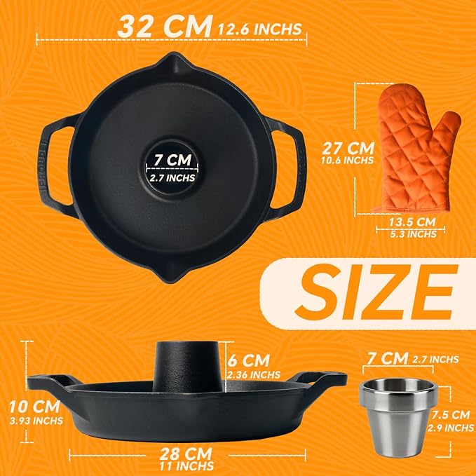 Cast Iron Chicken Roaster, Pre-Seasoned Vertical Poultry Roaster with Drip Pan, Beer Can Chicken Holder for Grill, Oven & Smoker