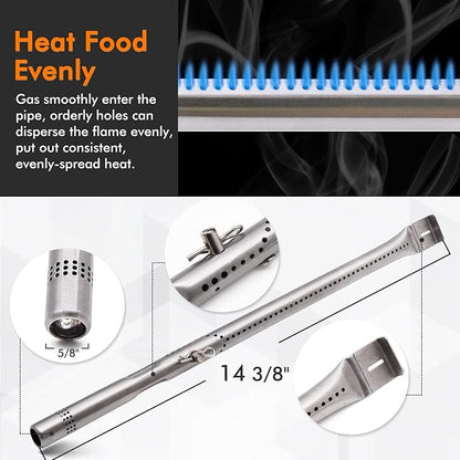 Yiming Grill Replacement Parts for Charbroil Advantage Series 6 Burner 463235815, 463240115, 463344015, 463433016 463343015 Models. Stainless Pipe Burner, Heat Plate, Carryover Tube Kit.