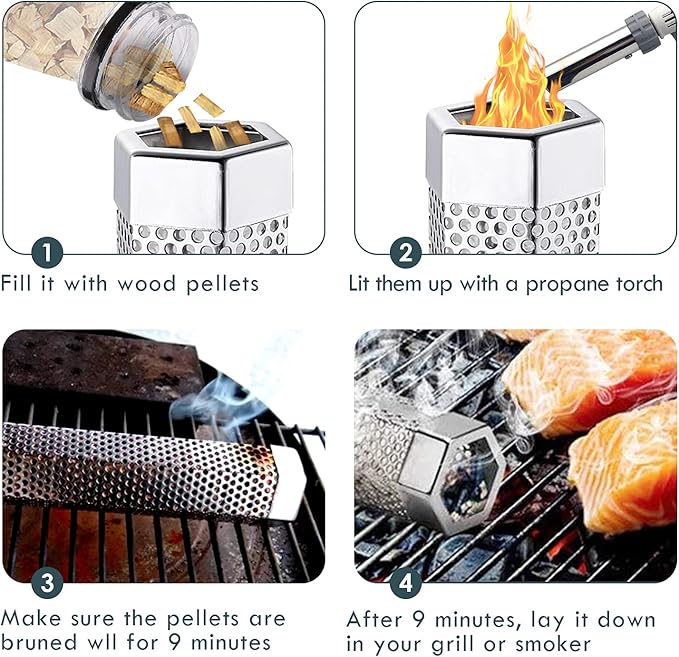 Smoke Tube - 12'' Smoke Tube for Pellet Grill 5 Hours of Billowing Smoke, Stainless Steel Pellet Smoker Tube for All Grill or Smoker, Hot or Cold Smoking