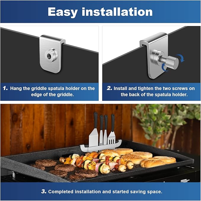 Griddle Spatula Holder, 10 Inch Stainless Steel Barbecue Tool Hold Rack, Outdoor Picnic Griddle Accessories for Blackstone, Royal Gourmet and Other Flat Top Griddle