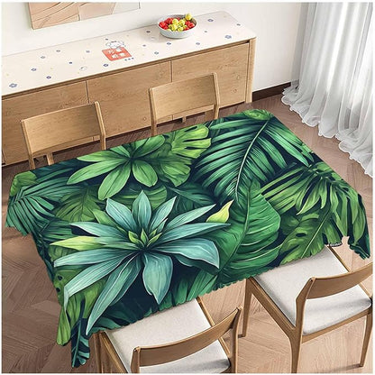 Tropical Leaves Kitchen Tablecloth Exotic Beach Palm Green Indoor Outdoor Table Cover Anti-Oil Table Cloths for Wedding Banquet Dinner Tablecloths, 52x70 Inch(4-6 Seats)