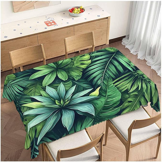 Tropical Leaves Kitchen Tablecloth Exotic Beach Palm Green Indoor Outdoor Table Cover Anti-Oil Table Cloths for Wedding Banquet Dinner Tablecloths, 52x70 Inch(4-6 Seats)