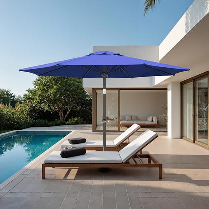 Sannwsg Patio Umbrellas, Pool Umbrella with 8 Sturdy Ribs, Outdoor Umbrella with Push Button Tilt/Crank, Deck Umbrellas, Market Umbrela Table for Backyard, Deck, Garden, Pool