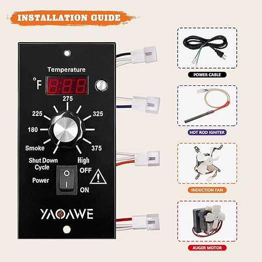 Digital Thermostat Kit Replacement Parts, Compatible with Traeger Pellet Grills, Digital Thermometer Pro Controller, with 7" Temperature Sensor