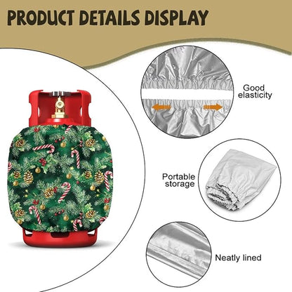 Xmas Tree Propane Tank Cover 20lb Christmas Gas Tank Cylinder Cover for All Season Heavy Duty RV Gas Cylinder Protector for Outdoor Gift for Holiday