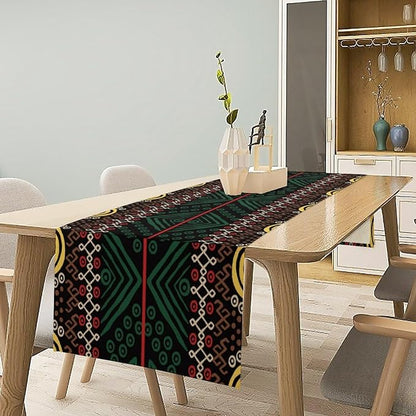 African Geometric Tribal Table Runner Vintage Abstract Ethnic Aztec Traditional Seasonal Summer Holiday Dinner Runner for Farmhouse Kitchen Dinner Table Party Decoration 13x36in