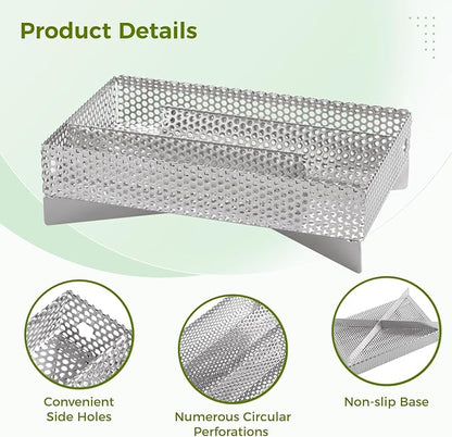 Smoker Tray 12 Hours Pellet Maze Smoker Tray, 5 x 8 Inch Stainless Steel Pellet Smoker Basket, Anti-slip Smoke Generator, Perfect for Hot and Cold Smoking Meat, Fish, Cheese