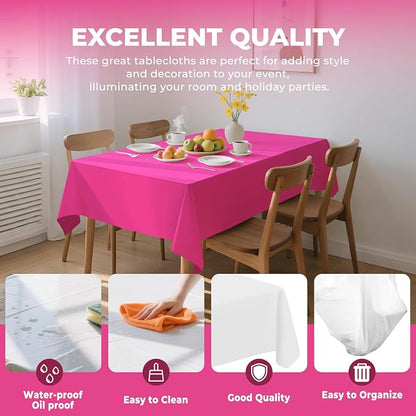 54 Inch X 300 Feet Plastic Table Cover Roll Premium Disposable Plastic Tablecloth for All Type/Shape Tables | Picnic, Party, Banquet, Birthdays, Weddings (Fuchsia, 54 Inch X 300 Feet)