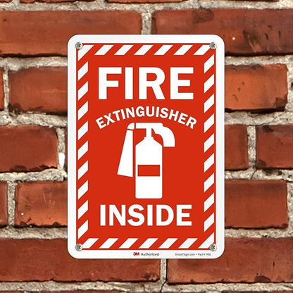 SmartSign - U1-1060-RD_7x10 "Fire Extinguisher Inside" Label | 7" x 10" 3M Reflective Laminated Vinyl 10" x 7" Reflective Vinyl Label