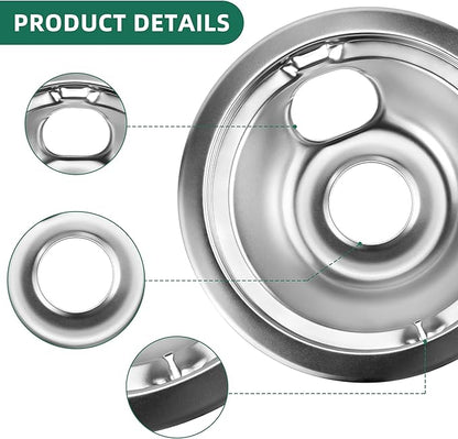 Stove Burner Drip Pan WB31T10010(6") WB31T10011(8") and Electric Stove Replacement Burner WB30M1(6") and WB30M2(8") Compatible for G-E Hot-point Ken-more Electric Range Stove by MIFLUS
