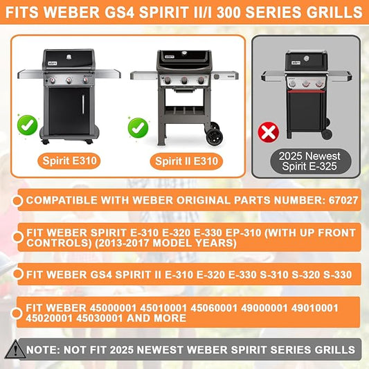 67027 Raised Warming Rack for Weber GS4 Spirit II/I 300 SER Spirit 2 Grill Replacement E310 E320 (2013-2017) Hanging Rack,2-sided Upper Rack for Webber Accessories Weber Spirit II 3 Burner Grill Parts