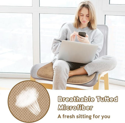 Khaki Kitchen Dining Chairs Cushions Set of 4 Non Slip Foam Patio Seat Cushions Washable Soft Thick Pads Large Wooden Metal Chair Cushions,17" x 15"