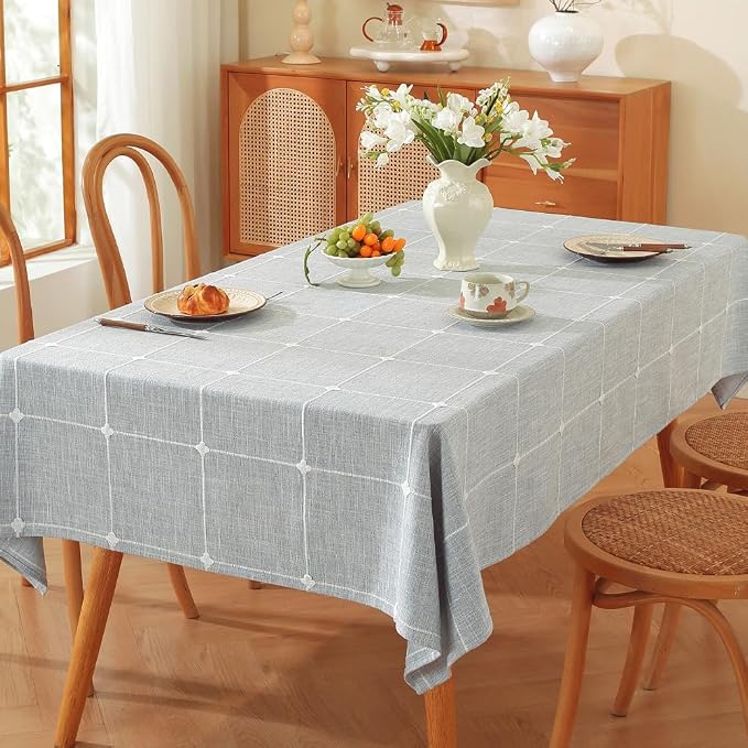 TruDelve Blue Cloth Tablecloth 60 x 84 Inch Rectangle Table Cloths for Rectangle Tables Rustic Oblong Washable Tablecloths(Blue,84"x60",Rectangular)