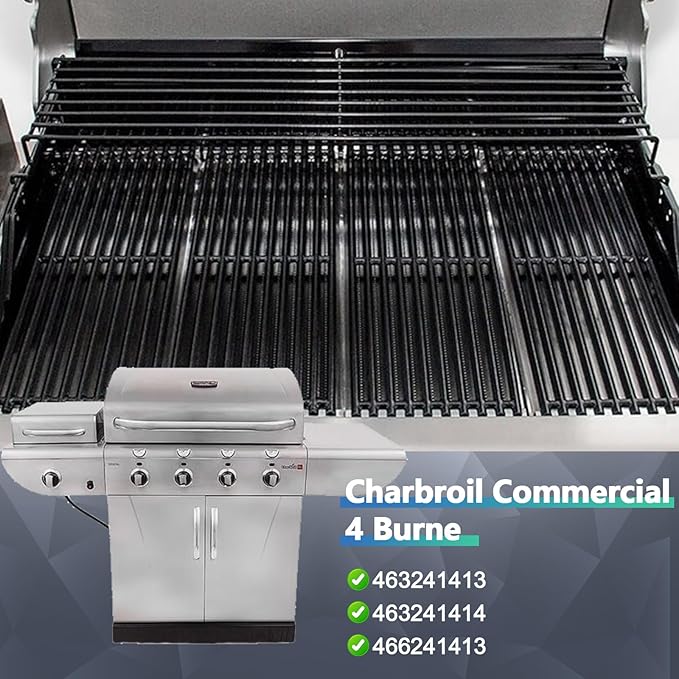 Hiorucet Emitter Plates Grill Parts for Charbroil Commercial 463241413, 463241414, Cooking Grates, Heat Shield, Burner, Ignitor for Charbroil Commercial Tru Infrared Grill Replacement Parts 4 Burner.