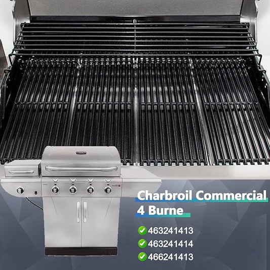 Hiorucet Emitter Plates Grill Parts for Charbroil Commercial 463241413, 463241414, Cooking Grates, Heat Shield, Burner, Ignitor for Charbroil Commercial Tru Infrared Grill Replacement Parts 4 Burner.