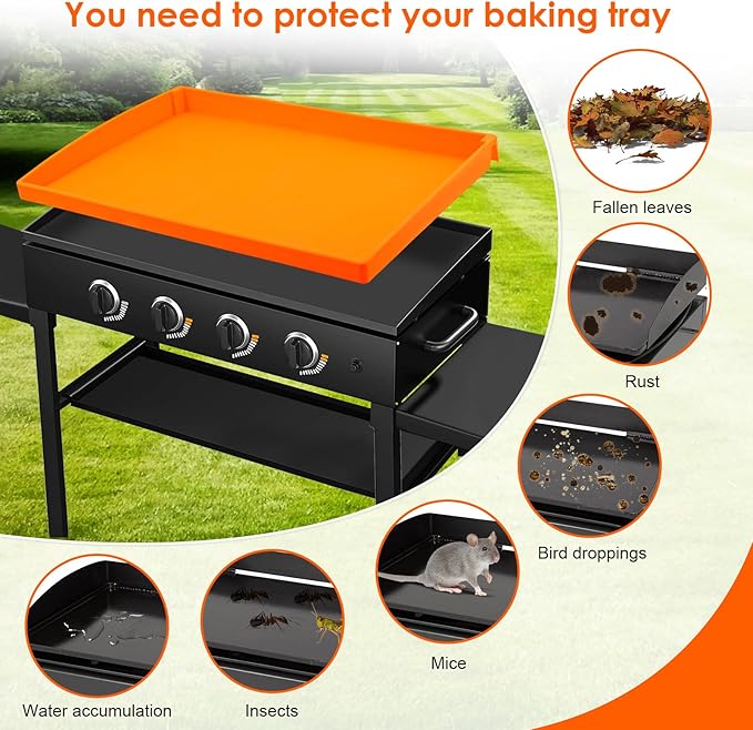 Silicone Griddle Mat Cover for Blackstone,All-Encompassing Coverage Heavy Duty Food Grade Silicone Grill Mat Cover, Nice Choice for Blackstone Griddle Protective Accessories (Orange-36inch)