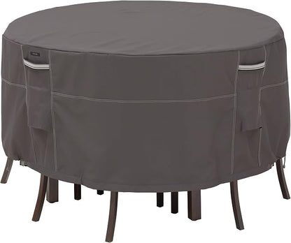 Classic Accessories Ravenna Water-Resistant 60 Inch Round Patio Table & Chair Set Cover