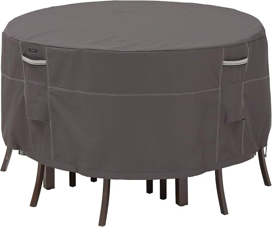 Classic Accessories Ravenna Water-Resistant 60 Inch Round Patio Table & Chair Set Cover
