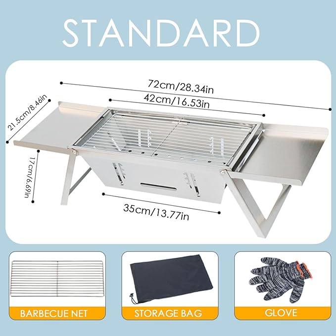 Portable Camping Charcoal Grill | Camping Grill Foldable BBQ Stove,Thickened Barbecue Thickened Barbecue For Home Use, Hiking