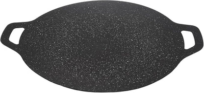 Korean Grill Pan, 11.8 Inch Round Griddle with Handle | Non-stick Coating Baking Tray for Indoor and Outdoor Stovetop Use