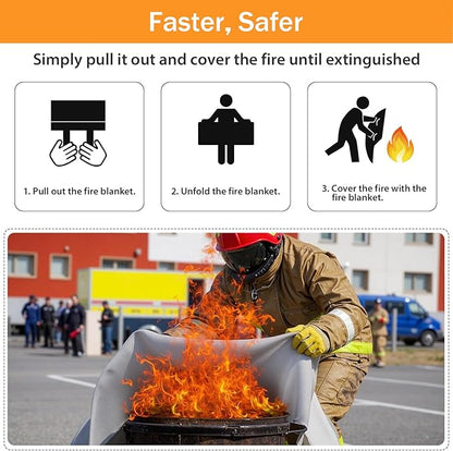 Emergency Fire Blanket for Home Kitchen - KANHIRO Fiberglass Fire Suppression Blanket Great for School, Fireplace, Grill, Car, Office, Warehouse (4 Pack, 40"x40")