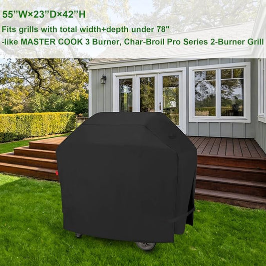 Outdoor Waterproof Grill Cover,Fits Master Cook 3 Burner BBQ Gas Grill, Monument 4 & 3 Burner Gas Grill,Blackstone Original 28” Griddle,Char-Broil: Pro Series 2-Burner Gril,Heavy Duty BBQ Cover 55"