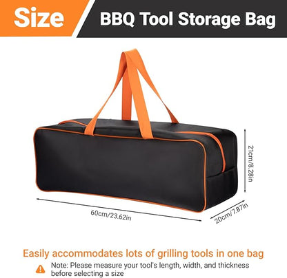 Grill Tool Storage Bag 24" x 8" x 8" Heavy-Duty Grill Utensil Storage, Large Capacity Grill Accessory Storage, Accessories Storage Compatible with Blackstone
