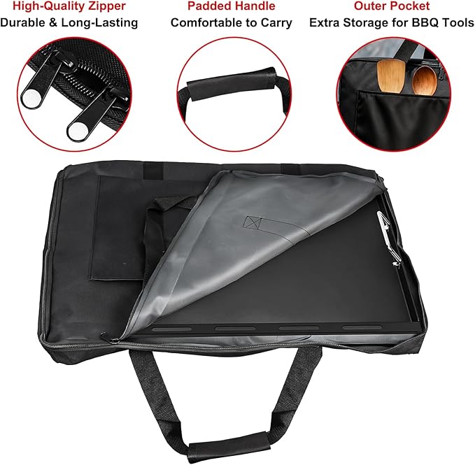DELSbbq Griddle Storage Bag for Weber 6788/Genesis II 300 Series Griddle Cover Replacement Part for Weber 7035, Waterproof 600D Fabric Carrying Case with Padded Handles for Outdoor Camping & Travel