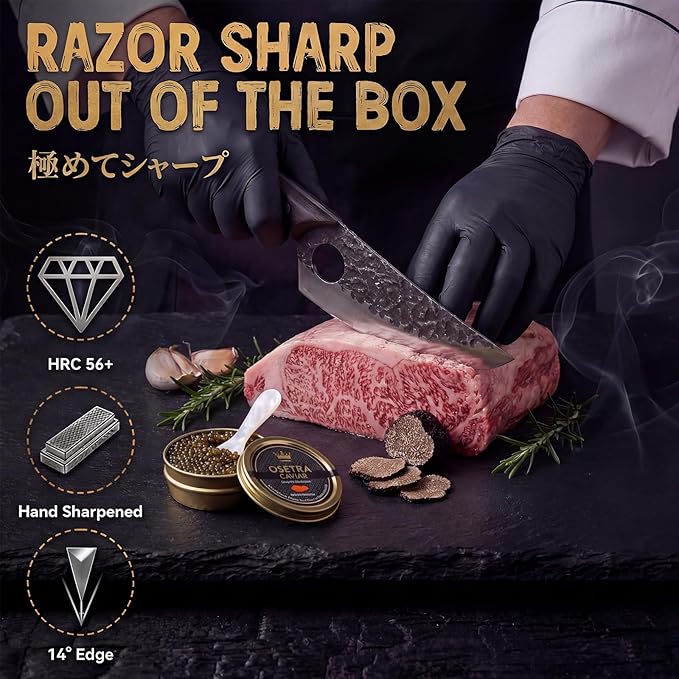 Butcher Knife, Hand Forged Serbian Chef Knife & Meat Cleaver & Viking Knife, Food Cutting Kitchen Knife for Home, Outdoor Cooking, Camping BBQ Gift for Men