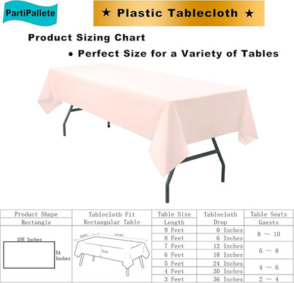 3-Pack Premium Plastic Blush Light Pink Tablecloth Disposable 54" x 108" Rectangle Table Cover Pastel Pale Pink Party Table Cloths for Parties Wedding Bridal Shower Engagement Banquet