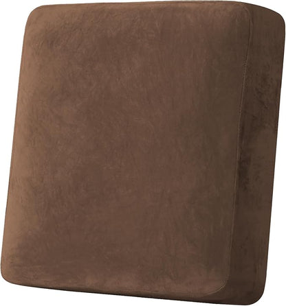 H.VERSAILTEX Velvet Stretch Couch Cushion Cover Plush Cushion Slipcover for Chair Cushion Furniture Protector Seat Cushion Sofa Cover (1 Piece Armchair Cushion Covers, Caramel Cafe)