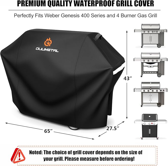 65 Inch Grill Cover 7131 BBQ Cover for Weber Genesis 400 Series and 4 Burner Gas Grill,600D Heavy Duty & Waterproof Cover for Weber Genesis E435, E410,E440 (Not Fit 2022 E-435)