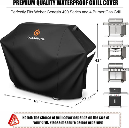 65 Inch Grill Cover 7131 BBQ Cover for Weber Genesis 400 Series and 4 Burner Gas Grill,600D Heavy Duty & Waterproof Cover for Weber Genesis E435, E410,E440 (Not Fit 2022 E-435)