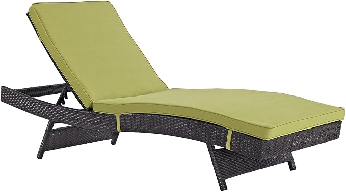 Modway Convene Wicker Rattan Outdoor Patio Chaise Lounge Chairs in Espresso Peridot - Set of 6