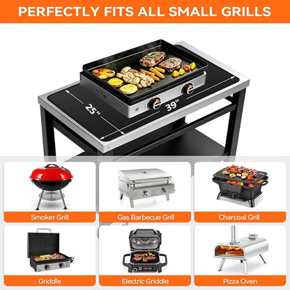39"x25" Under Grill Mats for Blackstone Tabletop-[Fireproof] [Oil-proof] | Waterproof Silicone Coating,Double Fiberglass,Easy to CLean,Small Grill Grease Mat,Camping Outdoor and RV Travel,BBQ,Fire Pit