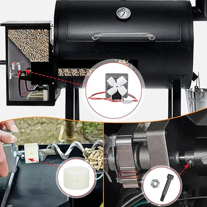 2.0 RPM Auger Motor Replacement Parts with Bushing and 2 Sets Shaft Nut & Bolt Wood Pellet Grill Smokers Barbecue Auger Motor Accessories AC120V 60Hz 2 Pole Universal Barbecue Feeding Gear