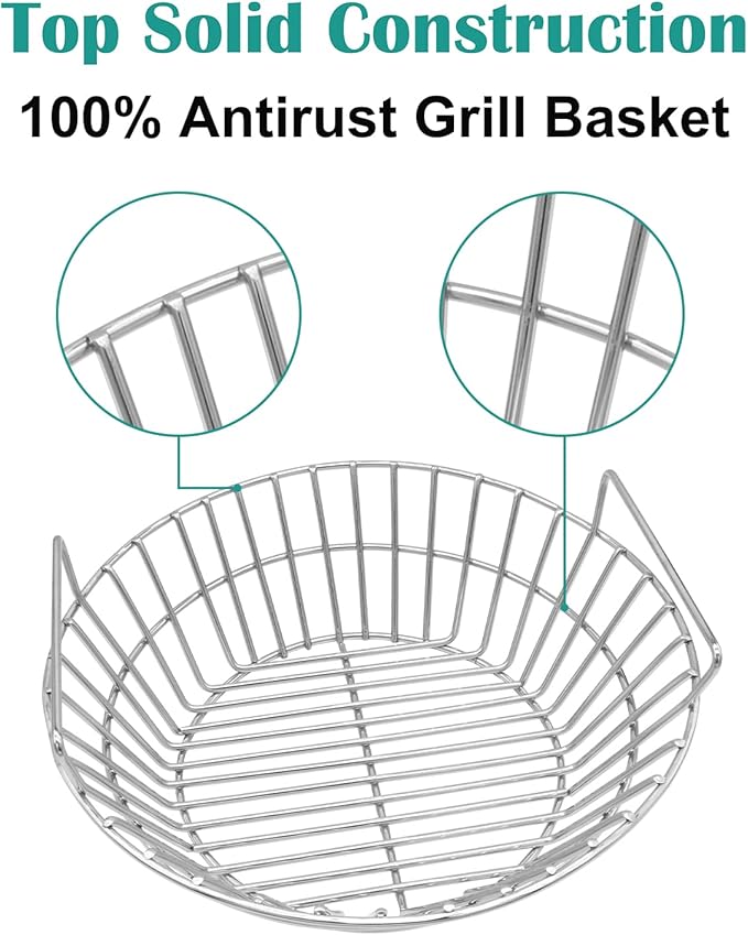 Charcoal Ash Basket for Large Big Green Egg, Kamado Classic, Pit Boss, Louisiana Grills, Primo Kamado and Large Grill Dome - Heavy Duty Stainless Steel