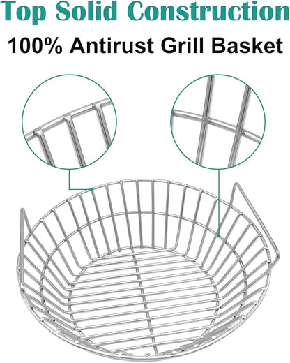 Charcoal Ash Basket for Large Big Green Egg, Kamado Classic, Pit Boss, Louisiana Grills, Primo Kamado and Large Grill Dome - Heavy Duty Stainless Steel