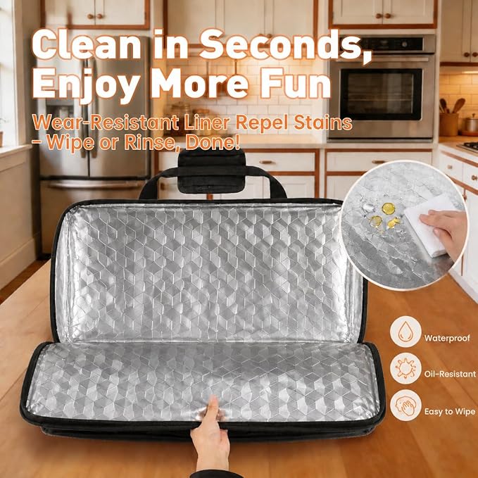 Heavy Duty 1680D Griddle Carry Bag Compatible with Presto 07061 22-inch Electric Griddle Plate,for Chefman XL Electric Plate 23" L x 3.5" W x 11" H