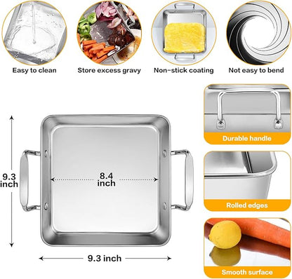 HaSteeL Beer Can Chicken Holder 3Pcs, Includes Stainless Steel Vertical Chicken Roaster Stand Rack, Heavy Duty Roasting Drip Pan & Silicone Oil Brush, Great for Smoker Grill Oven BBQ, Dishwasher Safe